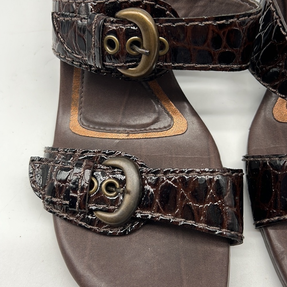 Diego Di Lucca Brown Double Strap Wedge Sandals with Buckles size 7.5 - Picture 3 of 10